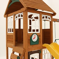 KidKraft McKinley Wooden Swing Set / Playset with Clubhouse, Mailbox, Play Kitchen and Slide