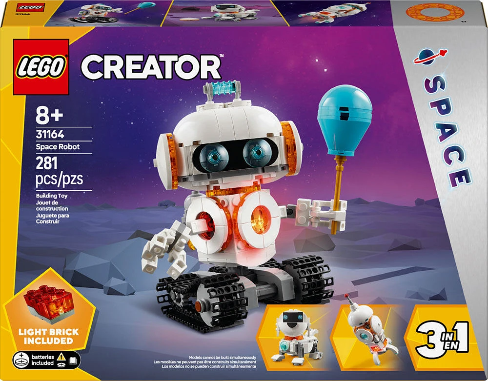 LEGO Creator 3 in 1 Space Robot Building Toy - with 3 Options, Robot, Spaceship, or Robot Dog - 31164