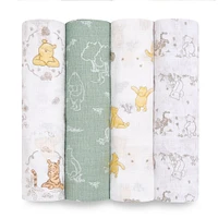 Muslin Swaddle Blk 4 Pack - Disney Winnie