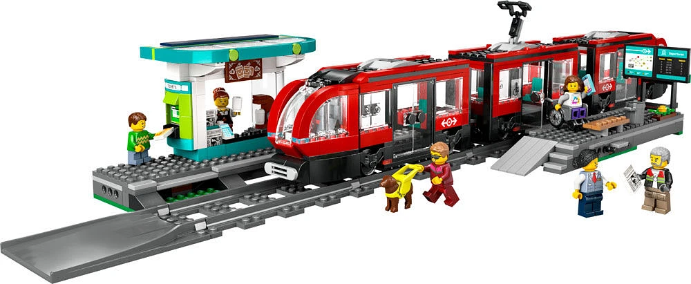 LEGO City Downtown Streetcar and Station Vehicle Toy Playset, Gift for Toy Train, 60423