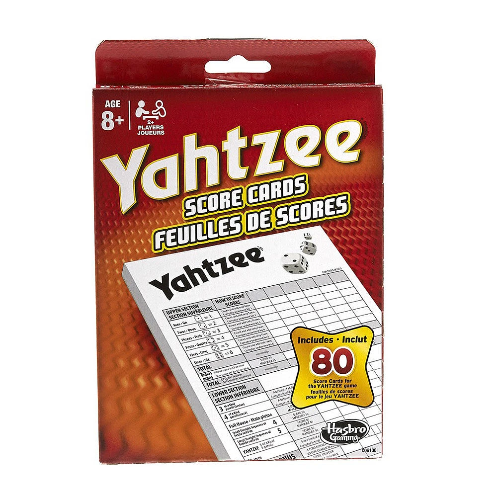 Hasbro Gaming - Yahtzee - Cartes de scores - les motifs peuvent varier