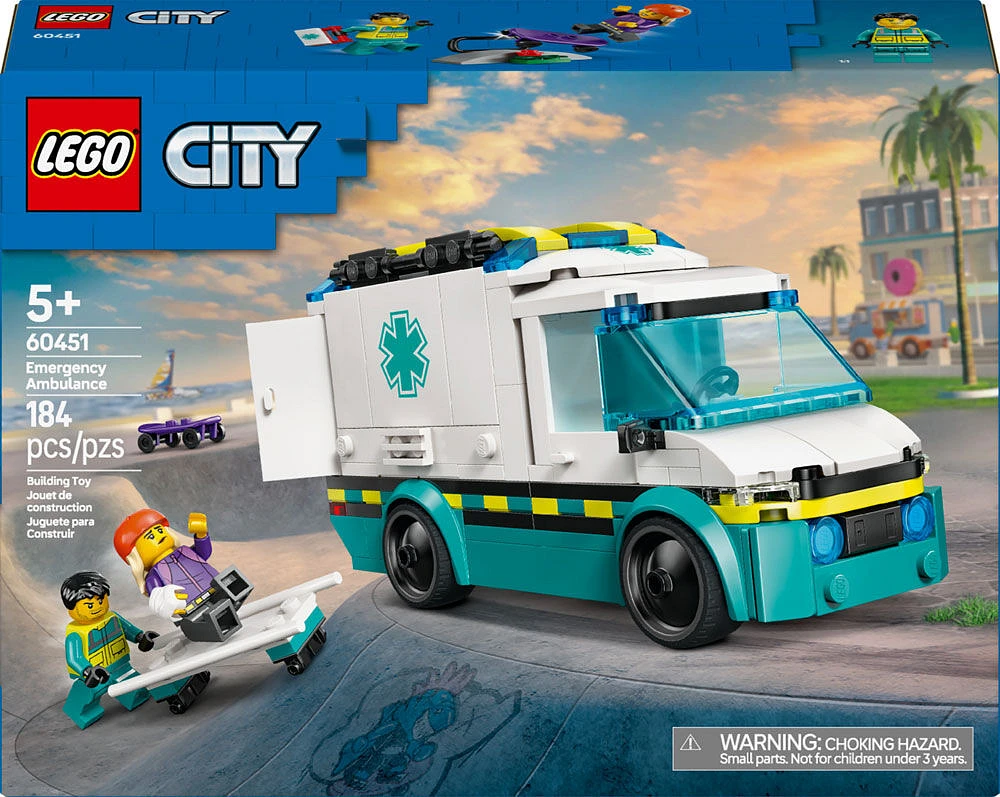 LEGO City L'ambulance d'urgence, ensemble de construction de camion pour amateurs de modèles de véhicules âgés de 5 ans et plus 60451