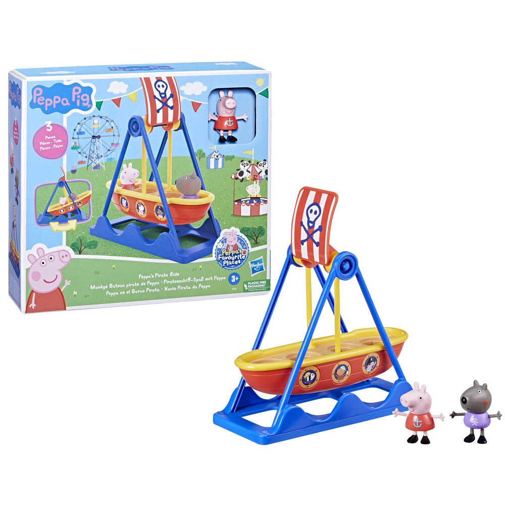 Peppa Pig Manège Bateau Pirate de Peppa, coffret avec 2 figurines, jouet pour enfants