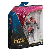 League of Legends, 6-Inch Zed Collectible Figure w/ Premium Details and 2 Accessories, The Champion Collection, Collector Grade