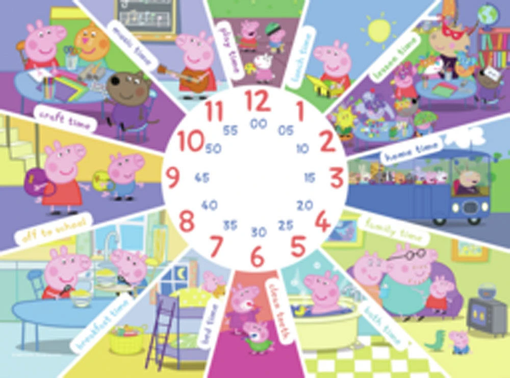 Ravensburger Peppa Pig - Apprendre l'heure avec un puzzle horloge, puzzle de 60 pièces - Édition anglaise