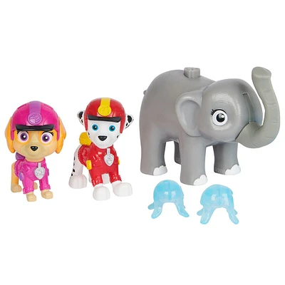 PAW Patrol Jungle Pups, Figurines articulées Marshall, Skye & Elephant avec lance-projectile