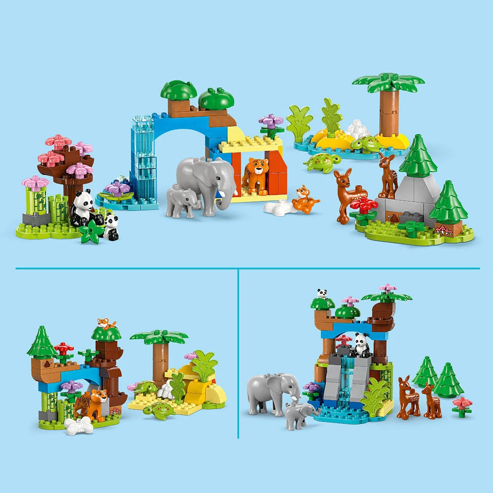 LEGO DUPLO Ma ville Familles d'animaux sauvages 3-en-1, Jouet d'apprentissage pour tout-petits avec 10 figurines d'animaux 10446