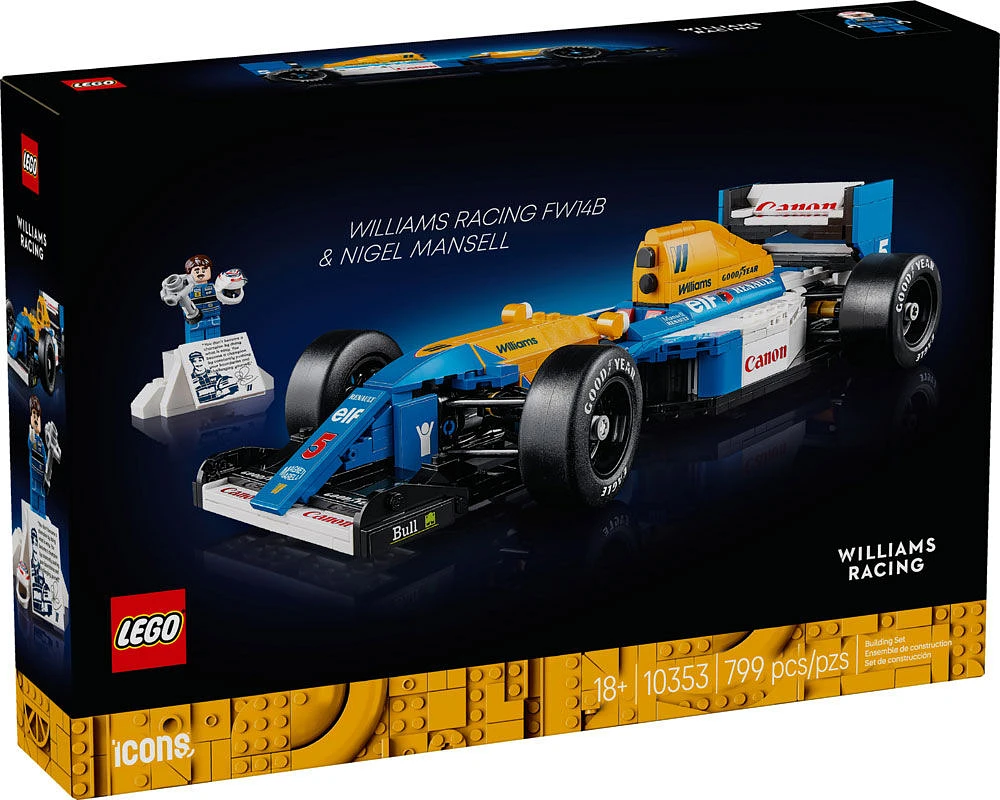 LEGO Icons Williams Racing FW14B et Nigel Mansell, Décoration pour le bureau et la maison, Modèle de voiture 10353