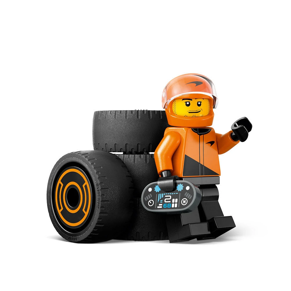 LEGO City Le pilote de F1 avec la voiture de course McLaren, ensemble de construction de véhicule miniature pour enfants 60442