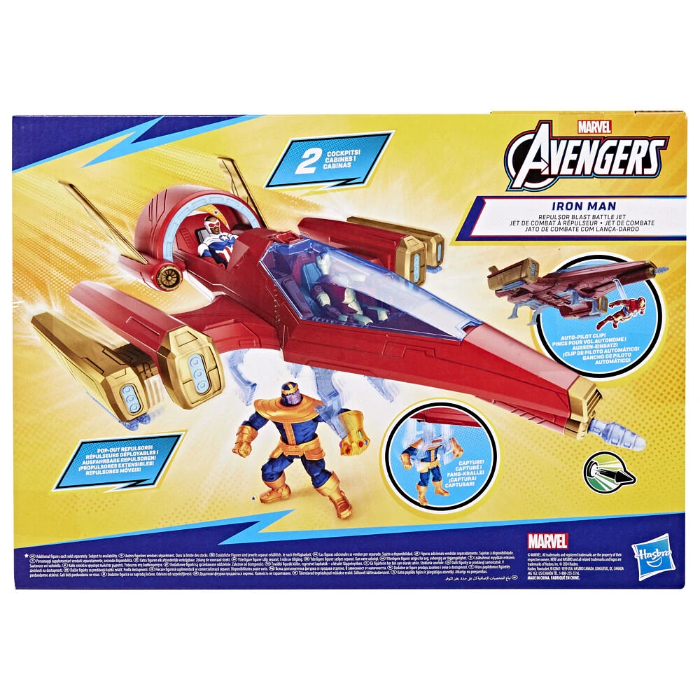 Avengers Epic Hero Series, Jet de combat à répulseur Iron Man, 10 cm, pack de figurine avec équipement