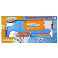 Nerf Super Soaker Flip Fill Water Blaster, 4 Spray Styles, Fast Fill, 30 Fluid Ounce Tank, Water Toys