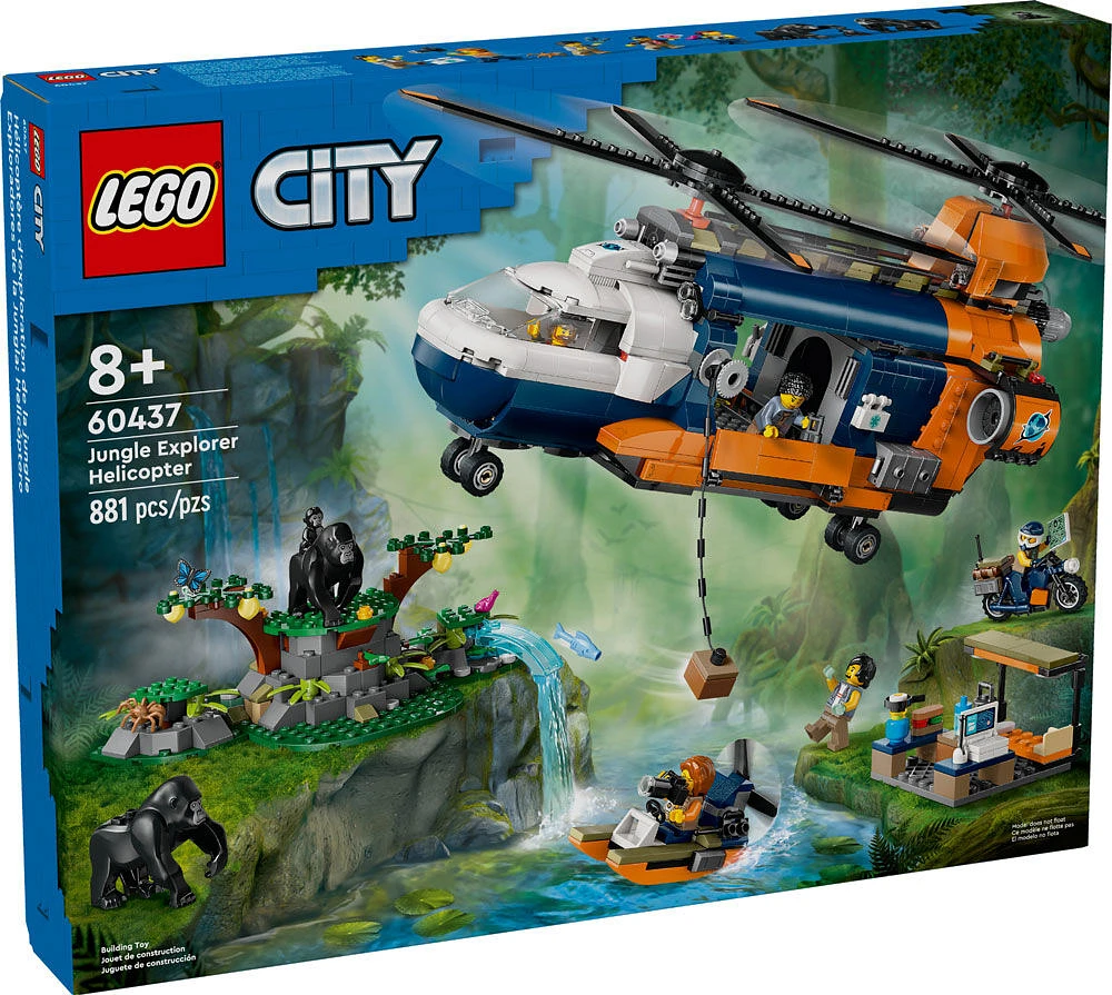 LEGO City Jungle Explorer Helicopter at Base Camp Building Toy, 60437