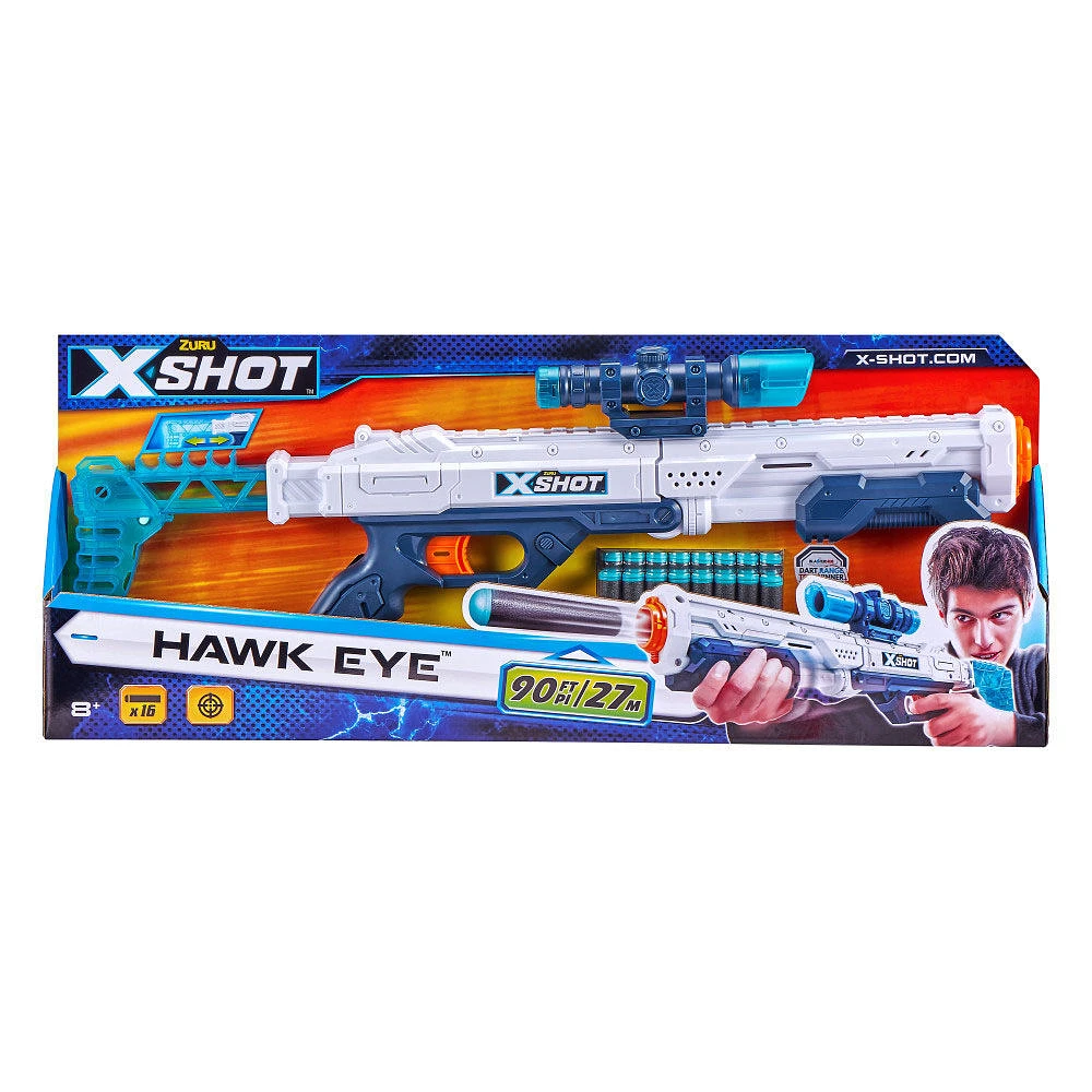 Lanceur de fléchettes en mousse X-Shot Excel Hawk Eye (16 Fléchettes)