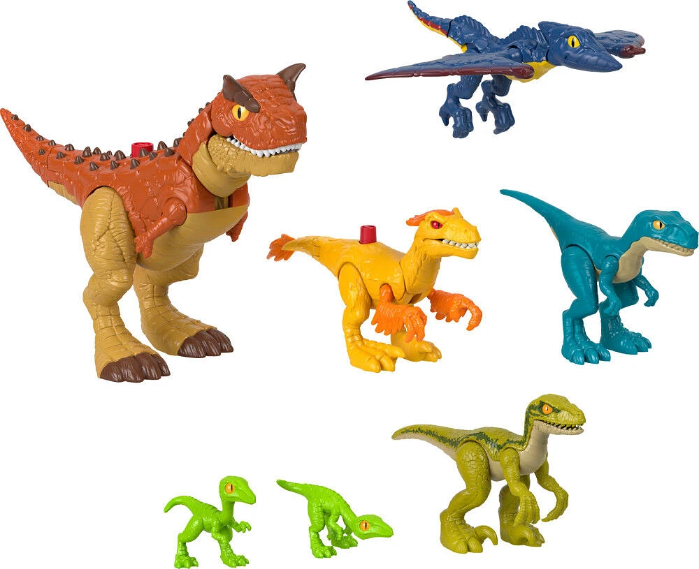 Imaginext Jurassic World Dinosaur Pack 7-Piece Figure Set for Preschool Kids