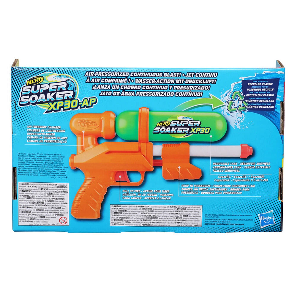 Nerf Super Soaker, blaster à eau XP30-AP jet d'eau continu à air comprimé - Notre exclusivité