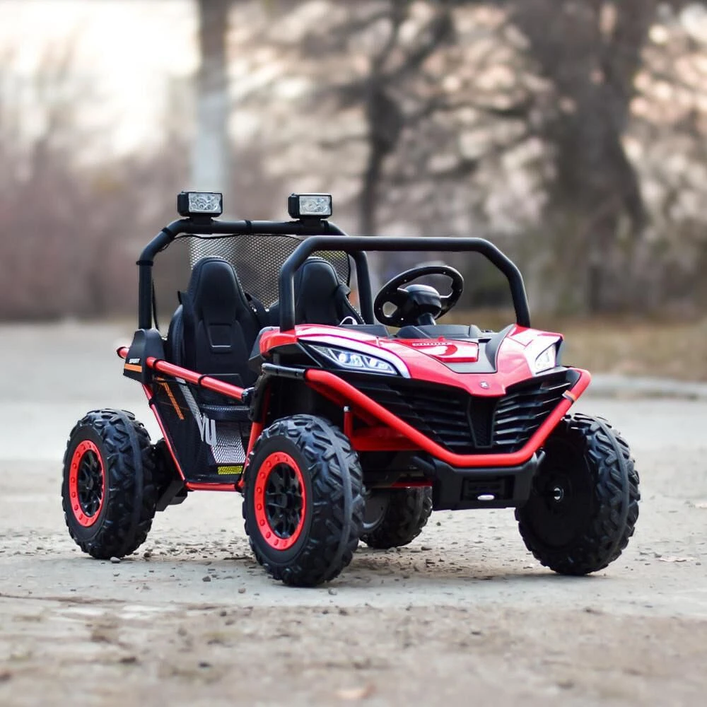 KIDSVIP UTV porteur 4X4 Dune Buggy 2 places 12 V sous licence pour enfants et tout-petits avec RC - Rouge