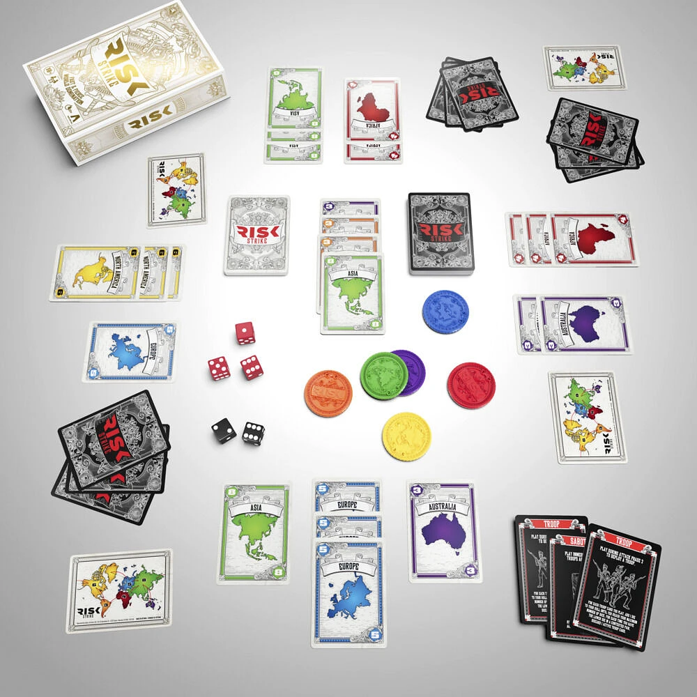 Risk Strike Cards and Dice Game, Quick-Playing Strategy Card Game for 2-5 Players