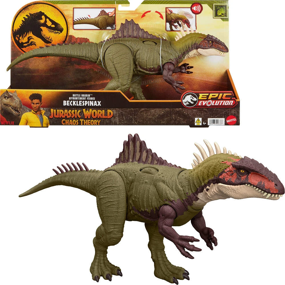 Jurassic World Chaos Theory Battle Roarin' Becklespinax Dinosaur Action Figure