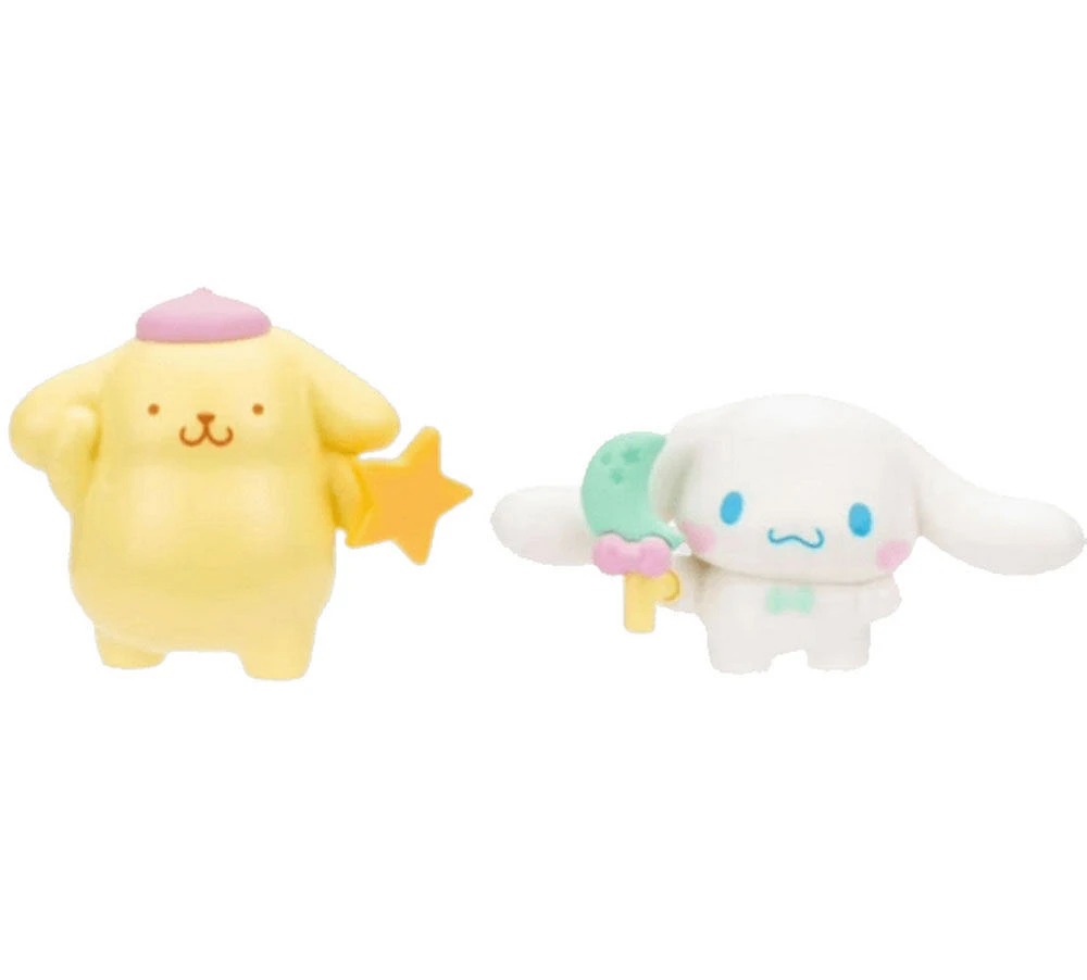 Hello Kitty et ses amis, ensemble de 2 figurines : Pays des rêves - Cinnamoroll Lollipop et Pompompurin Star