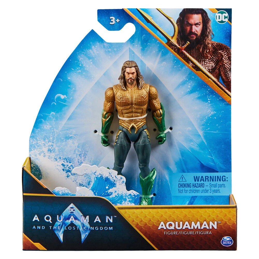 DC Comics, Aquaman Action Figure, 4-inch, 2 Accessories, Detailed Sculpt and Movie Styling, Collectible Superhero Kids Toy