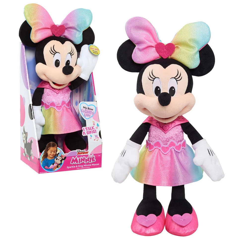 Peluche de 33 cm (13 pouces) de Minnie Mouse Qui Brille Et Chante de Disney Junior avec Sons et Lumières