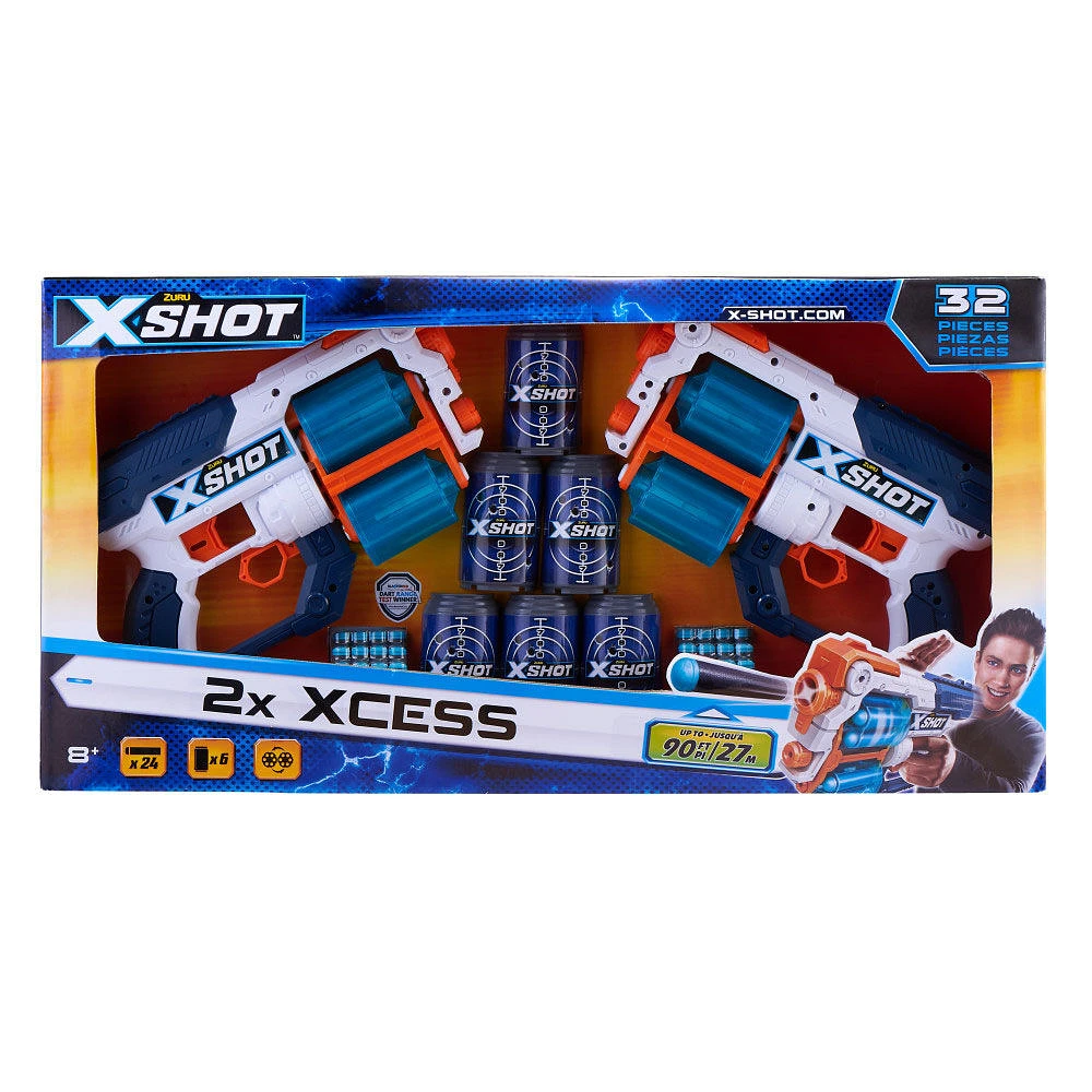 Ensemble de pistolets à fléchettes en mousse X-Shot Excel Double Xcess