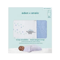 Aden + Anais Essentials 3-Pack Easy Swaddle Wrap Dino-Rama 0-3 M