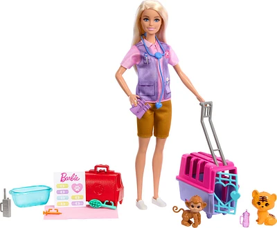 Barbie-Sauvetage d'Animaux-Coffret poupée blonde et accessoires