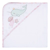 Koala Baby - Pink Narwhal Woven Hooded Towel - 2 Pack