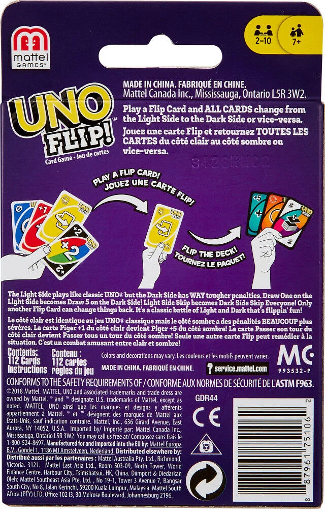 Jeu de cartes UNO Flip - Édition anglaise