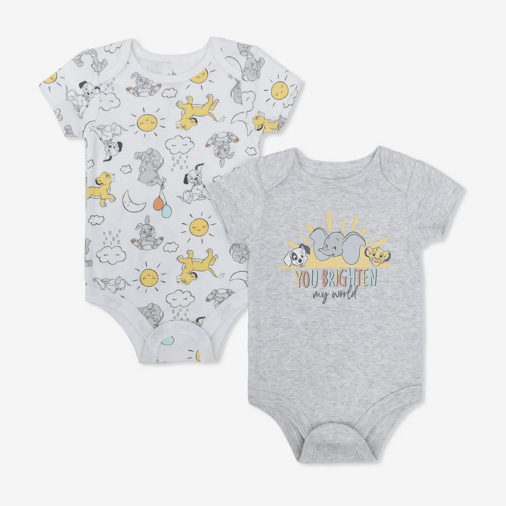 Disney Classic 2 Pack Bodysuit Set Grey