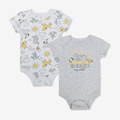 Disney Classic 2 Pack Bodysuit Set Grey