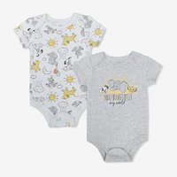 Disney Classic 2 Pack Bodysuit Set Grey