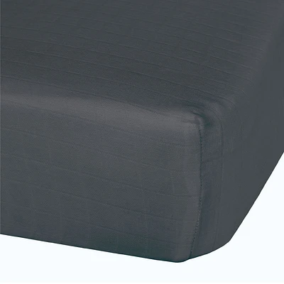 Perlimpinpin-Muslin fitted sheet-Charcoal