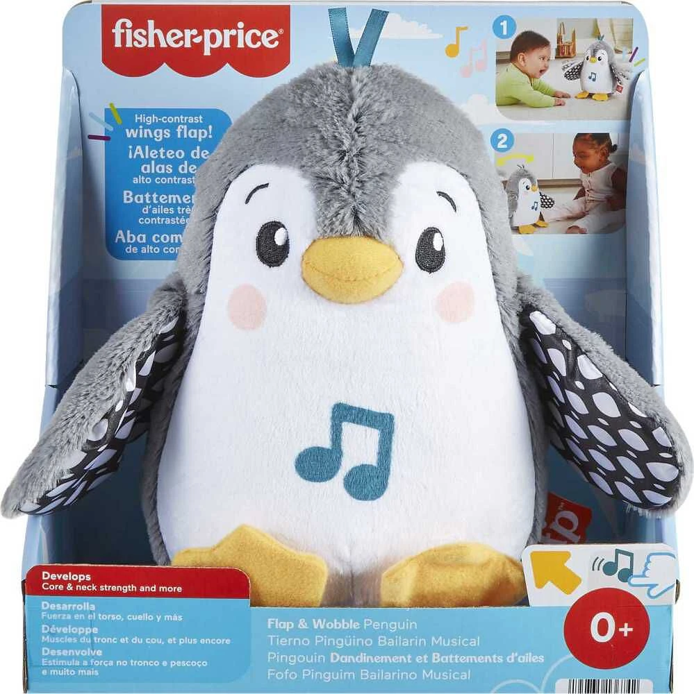 Fisher-Price Plush Tummy Time Toy, Flap and Wobble Penguin, Newborn Musical Toy