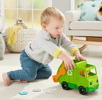 Fisher-Price Little People Recycling Truck Musical Toddler Garbage Toy Set, 5 Pieces