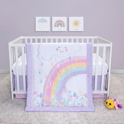 Rainbow Showers 4 Piece Crib Bedding Set