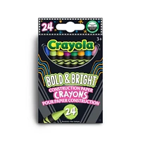 Crayons de cire aux couleurs vives pour papier de construction, boîte de 24