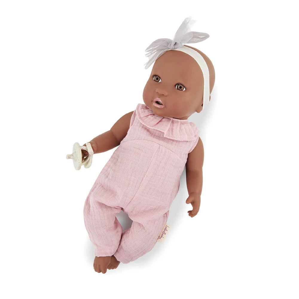 LullaBaby Baby Doll - Pink Jumper Brown Eyes & Warm Skin Tone