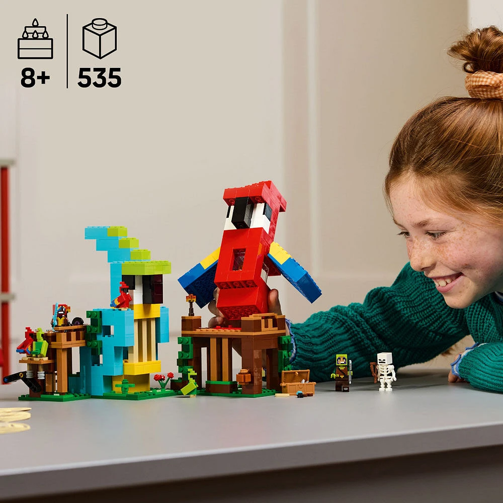 LEGO Minecraft Les maisons-perroquets, Jouet de jeu vidéo, avec figurine de squelette 21282