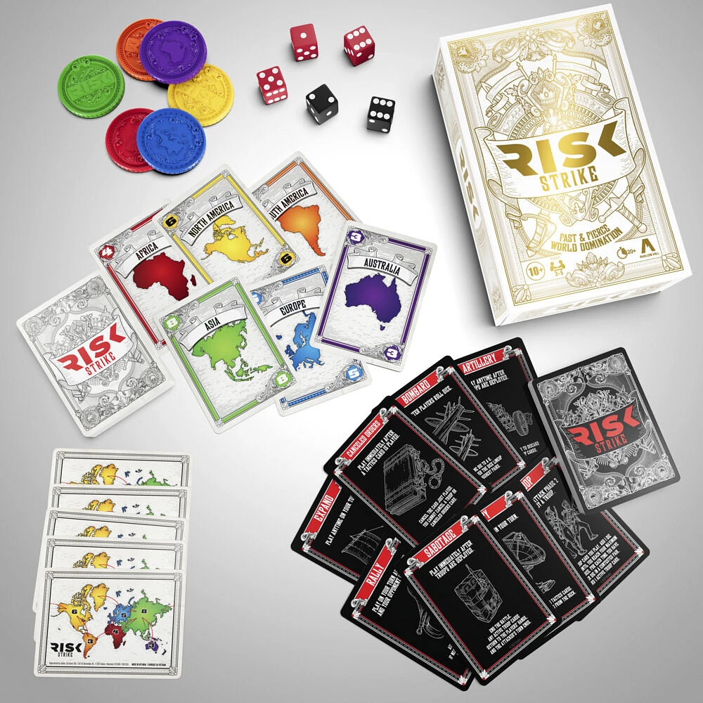 Risk Strike Cards and Dice Game, Quick-Playing Strategy Card Game for 2-5 Players