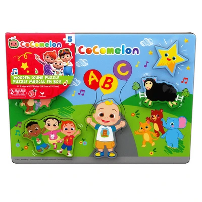 Cocomelon, Puzzle musical en bois géant 5 pièces, pour chanter avec JJ et ses amis