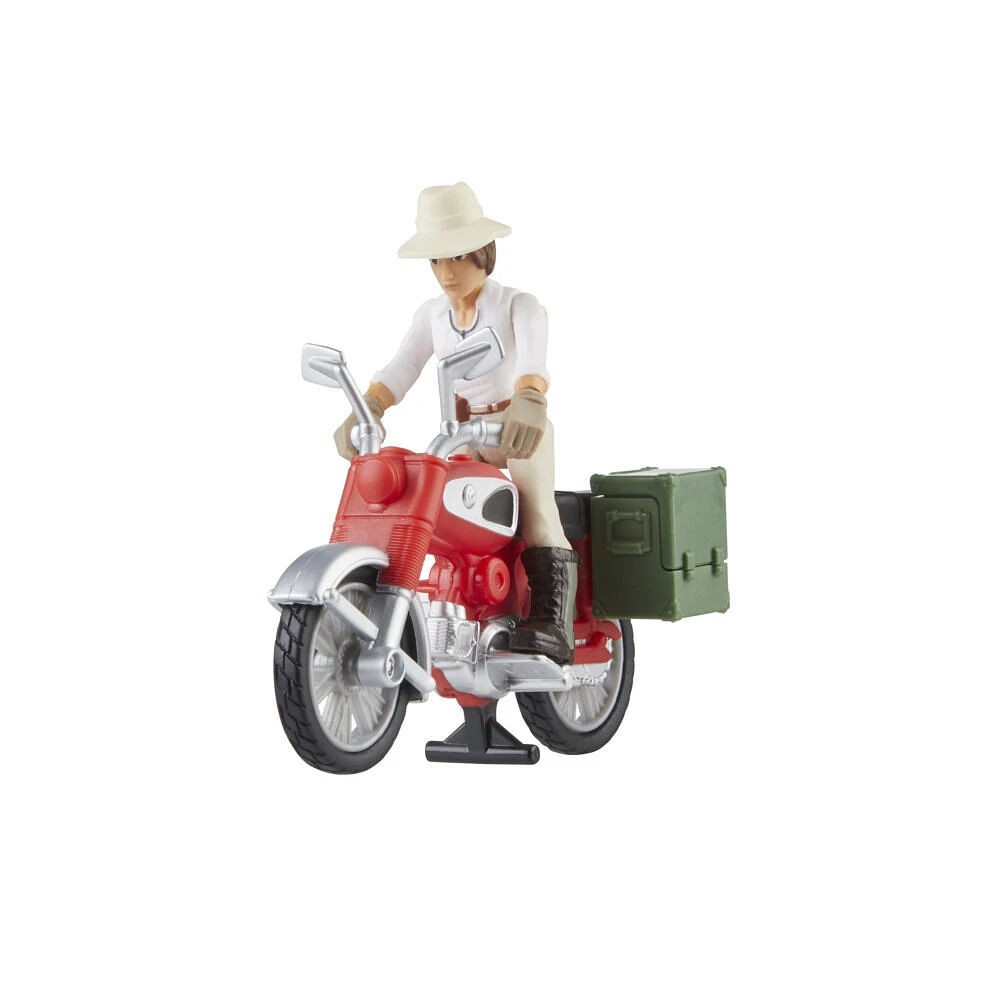 Indiana Jones Worlds of Adventure, Helena Shaw avec moto, figurine et véhicule échelle de 6 cm, jouets Indiana Jones