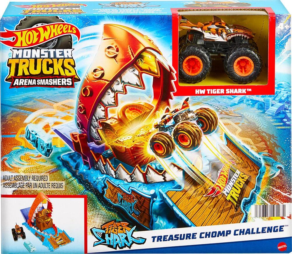 Hot Wheels Monster Trucks Arena Smashers Treasure Chomp Challenge Playset