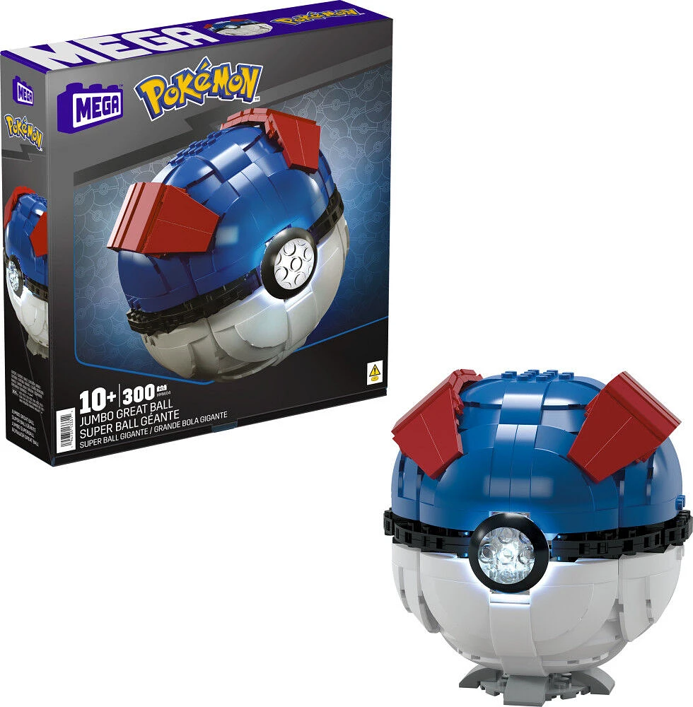 MEGA Pokémon Jumbo Great Ball Building Kit with Lights (299 Pieces), for Collectors