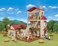 Calico Critters Maison de campagne au toit rouge, maison de poupée avec figurines, meubles et accessoires