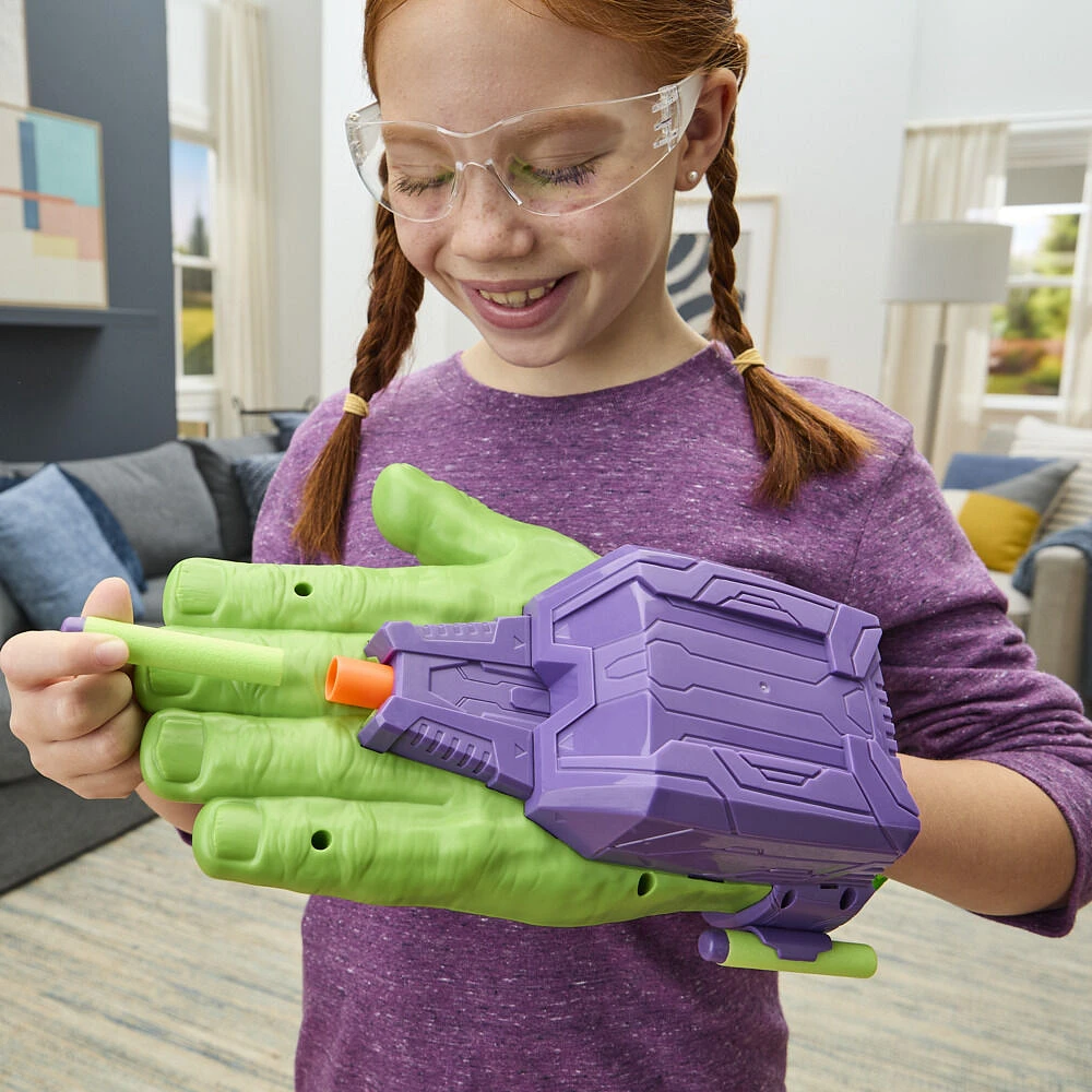 Marvel Avengers Hulk Blaster Coup de tonnerre, blaster de déguisement avec 3 fléchettes NERF