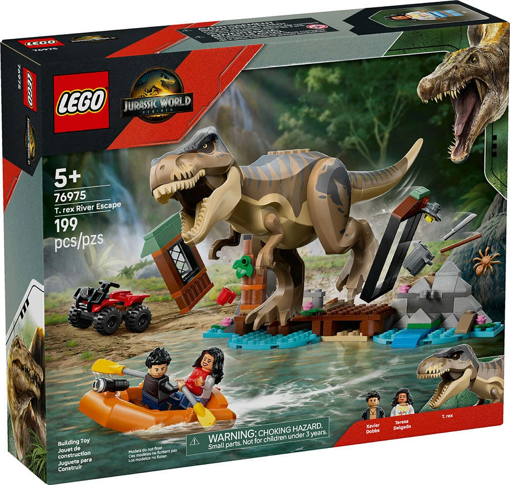LEGO Jurassic World T. rex River Escape - Dinosaur Toy For Kids, Boys, and Girl 5-7 - 76975