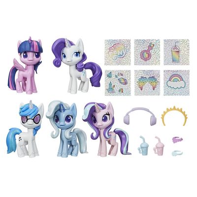 My Little Pony - Unicorn Sparkle Collection Set of 5 Toy Pony 3-inch Figures, with Glittery Unicorn Horns and 12 Surprise Accessories - R Exclusive