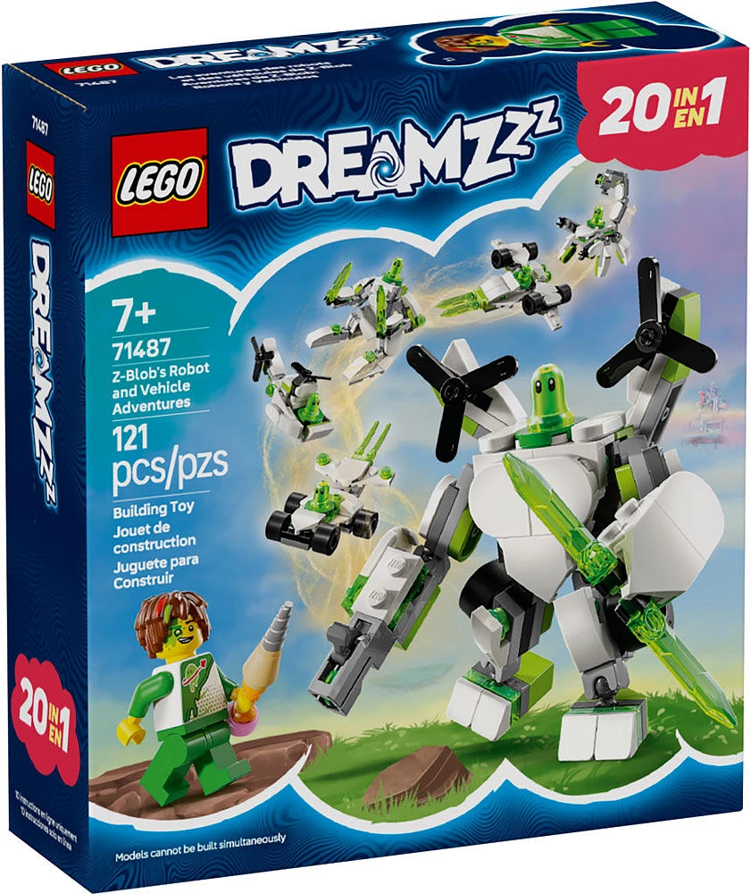 LEGO DREAMZzz Z-Blob's Robot and Vehicle Adventures Mech Toy Building Kit - 19 Rebuild Options - 71487